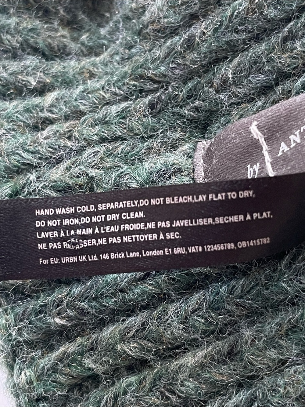 Anthropologie Beanie Hat Ribbed Knit Green Faux Leopard Pom Pom Winter Toque - Picture 9 of 12